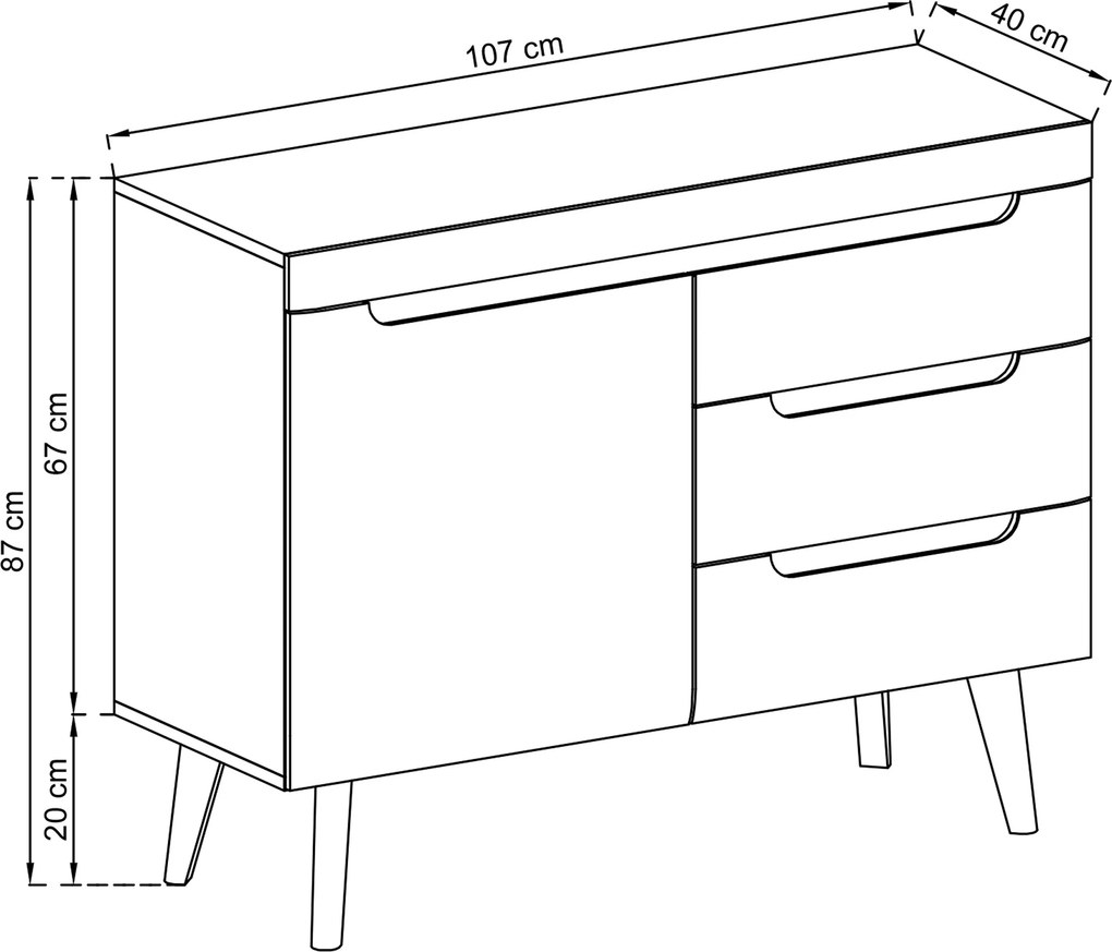 Komoda NORDICO 107 cm do Salonu Sypialni Biały