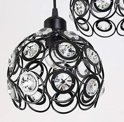 Lampa sufitowa z ażurowymi kloszami i kryształkami wisząca AT10-3SZ-Black