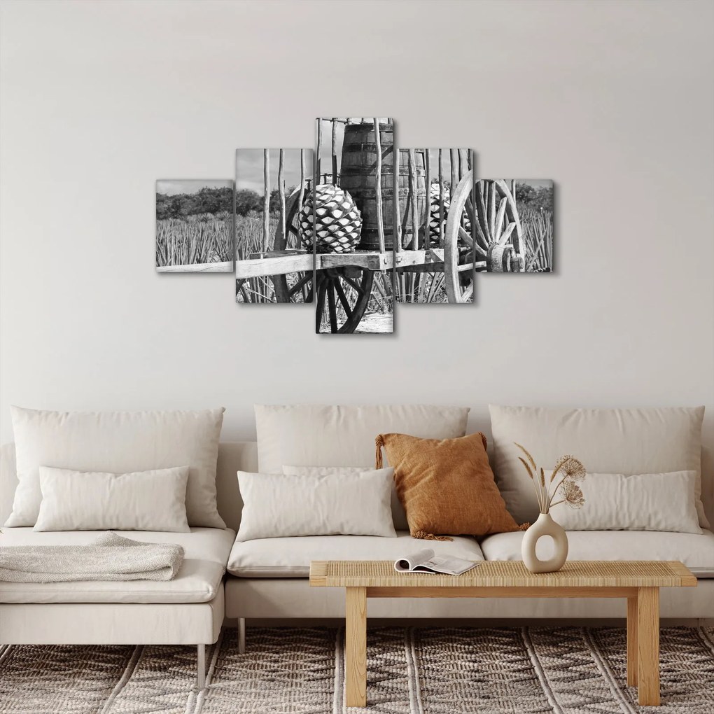 Obraz - Przyczepka, czarno - biały (125x70 cm)