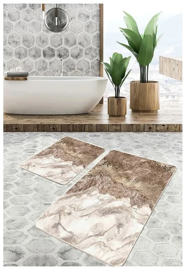 Brązowe dywaniki łazienkowe zestaw 2 szt. 60x100 cm – Mila Home