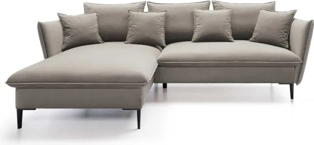 Narożnik GLOSS Lewostronny z funkcją spania, zestaw z poduszkami wolnostojący tkanina RIVIERA 21 Beżowy WERSAL