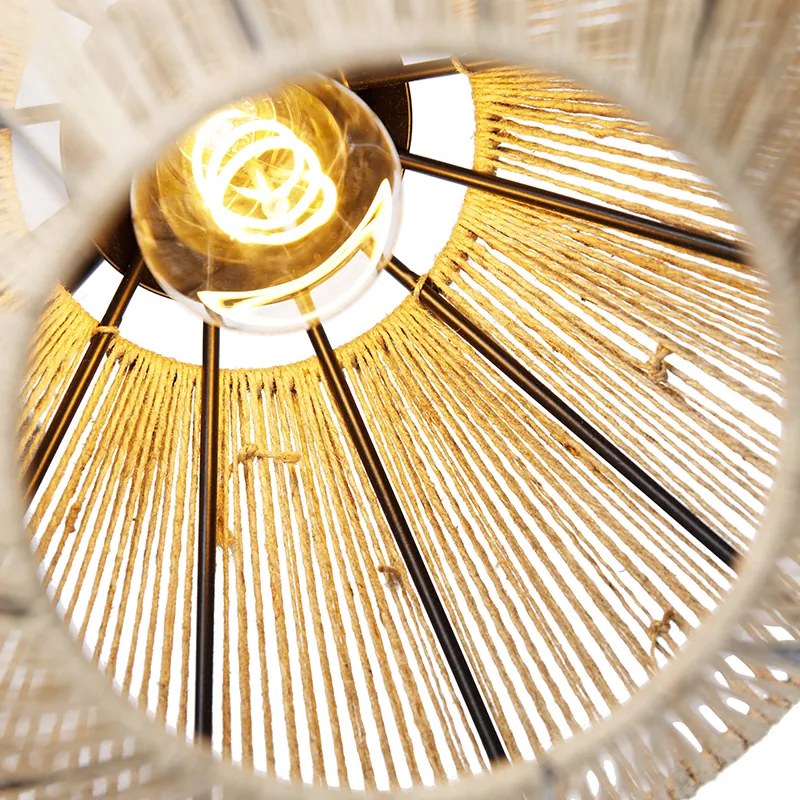 Rustykalna lampa podłogowa na trójnogu z liną - Jenthe Rustykalny / Vintage Oswietlenie wewnetrzne