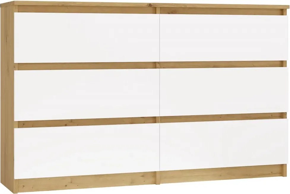 Podwójna nowoczesna komoda dąb artisan + biały H6-M59
