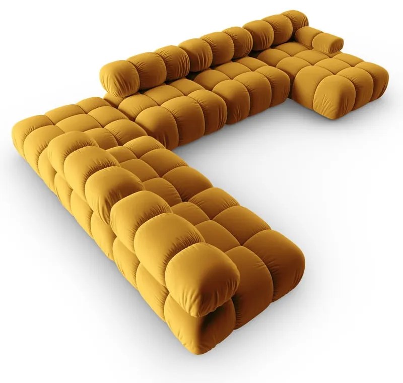 Żółta aksamitna sofa 379 cm Bellis – Micadoni Home