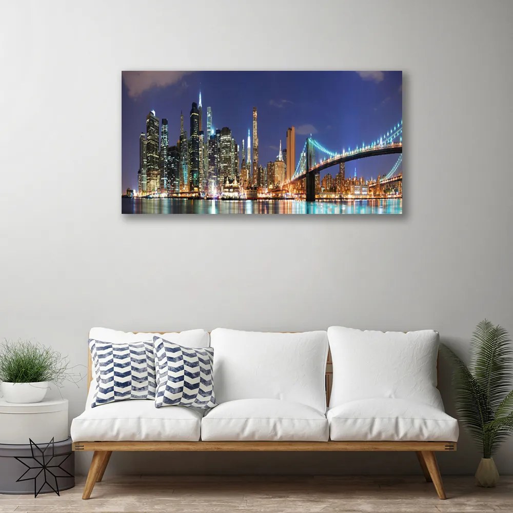 Obraz canvas na ścianę Wieczorne Światła nad Mostem
