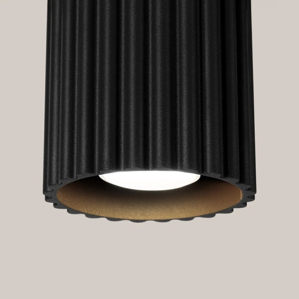 Plafon AURA 1 czarny GU10 ryflowany SOLLUX  LIGHTING