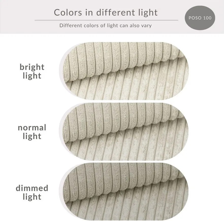 Kremowy sztruksowy rozkładany/ze schowkiem narożnik (prawostronny/w kształcie litery L) Tonga – Maison de Rêve