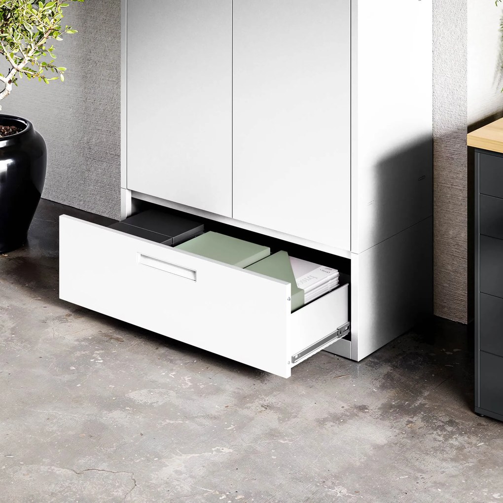 Szafa modułowa metalowa wielofunkcyjna z szufladą biała MEGAN 1850 x 900 x 400 mm