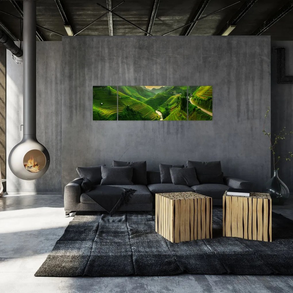 Obraz - Tarasy ryżowe Mu Cang Chai (170x50 cm)