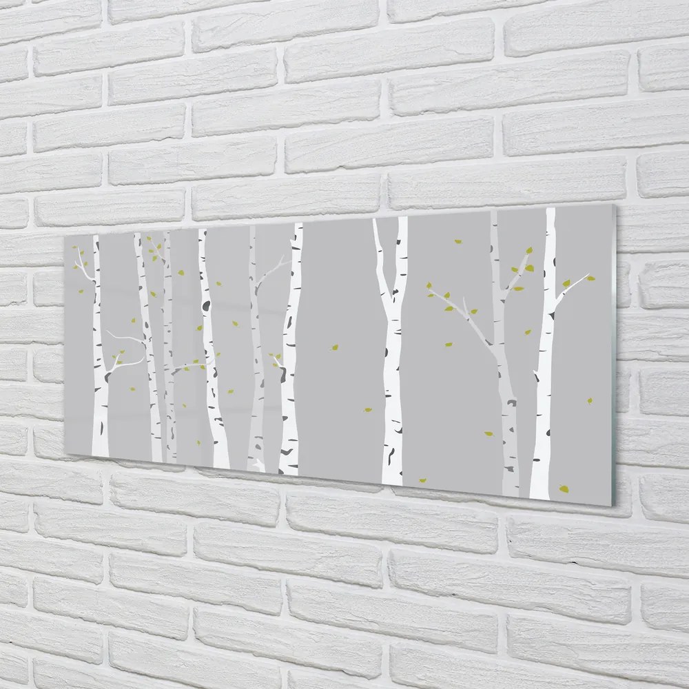 Panel szklany do Kuchni Artystyczny Szkic Brzozy