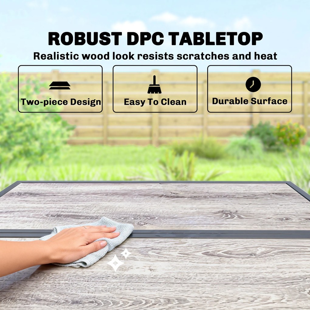 Outsunny Polirattanowy Zestaw Mebli Ogrodowych 5-częściowy, Oszczędzający Miejsce, Stół z 4 Krzesłami, Blat DPC, Poduszki, Szary | Aosom PL