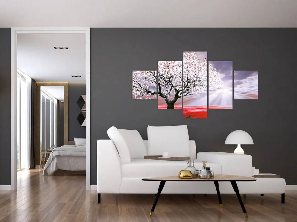 Czerwony obraz drzewa (125x70 cm)