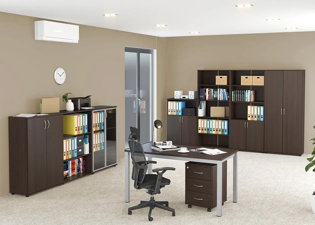 Zestaw biurowych mebli z biurkiem zamykanych na klucz wenge G9-C08
