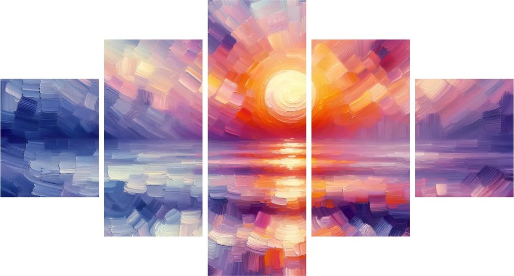 Obraz - Kolorowy artystyczny zachód słońca (125x70 cm)
