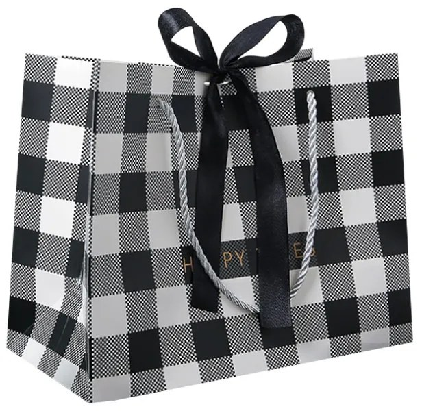 Torba upominkowa CHARMBOX 18x16x10 cm, czarno-biała