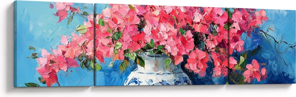 Obraz - Wazon z różowymi kwiatami (170x50 cm)