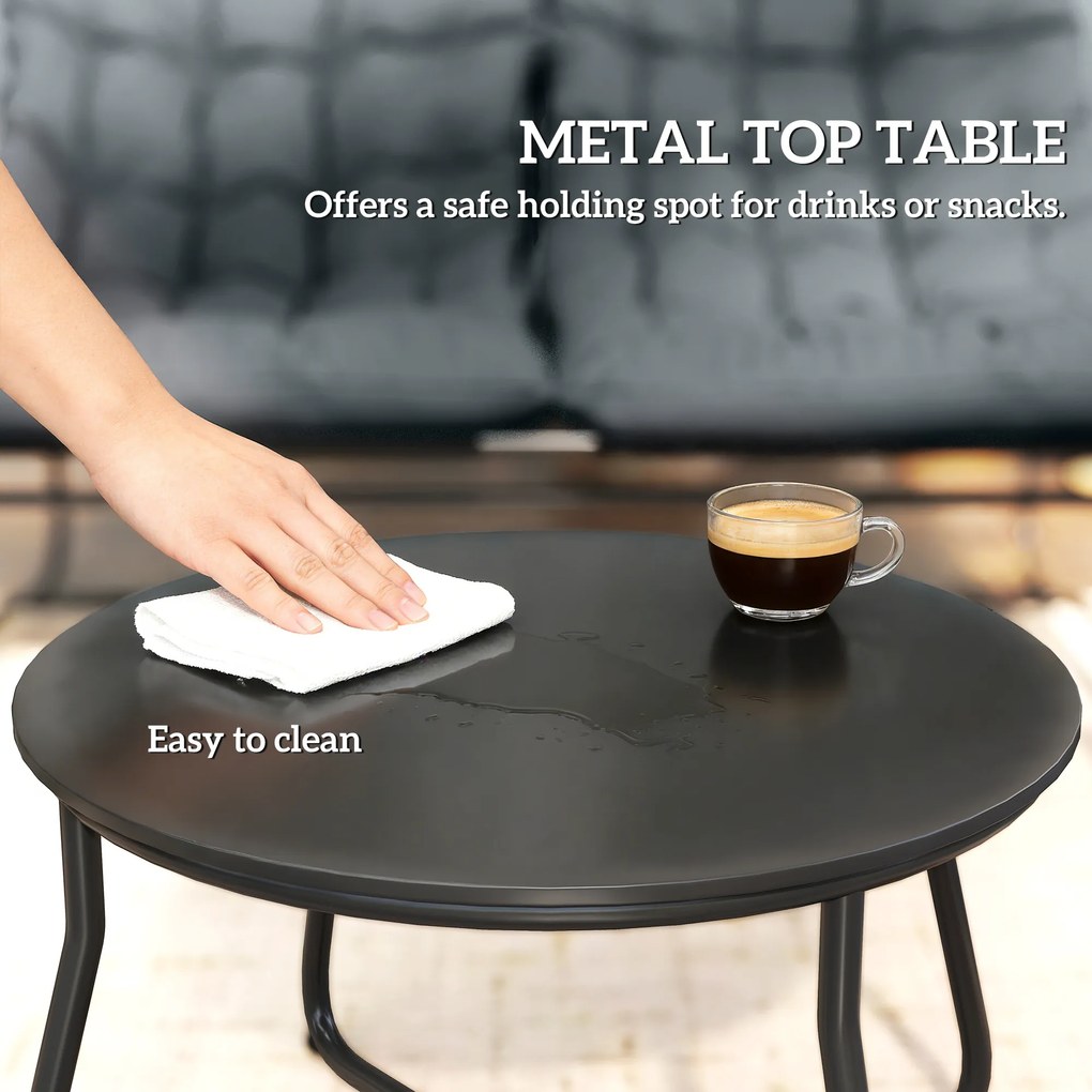 Outsunny Zestaw Mebli Ogrodowych dla 4 Osób, 2 Krzesła, 1 Sofa Dwuosobowa, 1 Stolik z Szkłem, Grube Poduszki, Stalowa Rama, na Taras, Szary