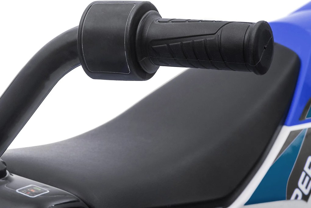 HOMCOM Motocykl Dla Dzieci, Elektryczny Motocykl, 45 Min Czas Jazdy, z Kołami Pomocniczymi, od 3 lat, niebieski+biały, 106,5 x 51,5 x 68 cm