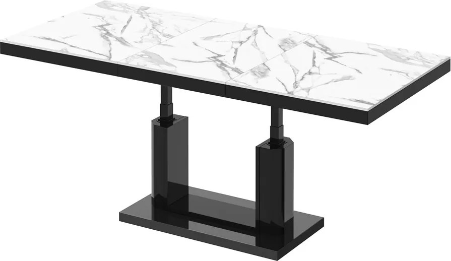 Rozkładany ławostół z marmurowym blatem Quadro Lux marmur/czarny