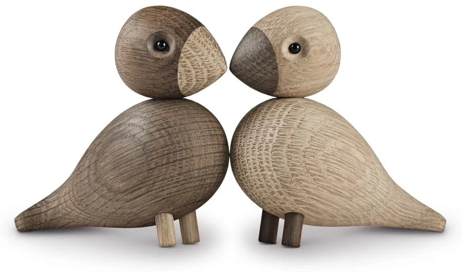 Zestaw 2 figurek z litego drewna dębowego Kay Bojesen Denmark Lovebirds