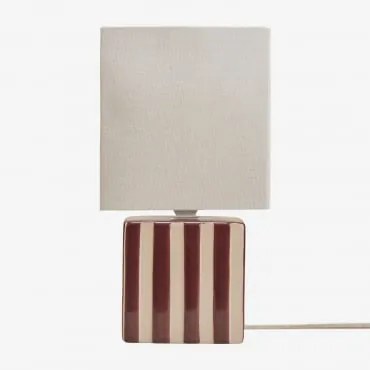 Lampa Stołowa Z Ceramiki I Lnu Lylio Beżowy Tapioka – Czerwony Wino - Sklum