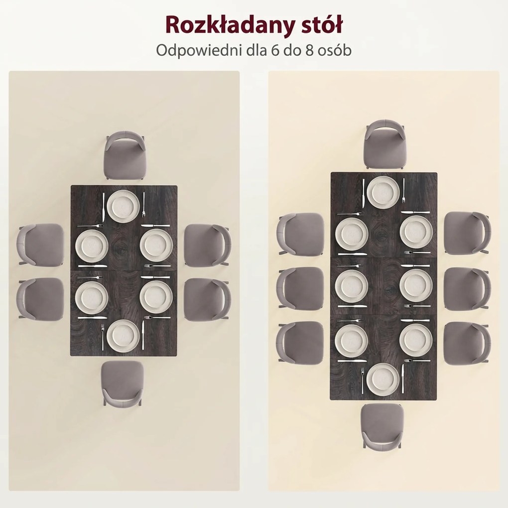 HOMCOM Rozkładany stół jadalny rozsuwany dla 6-8 osób kuchenny do jadalni drewniany stalowe nogi 120-160x 75 x 77 cm | Aosom PL