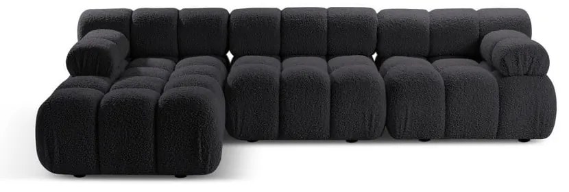 Antracytowy narożnik modułowy z materiału bouclé (lewostronny) Bellis – Micadoni Home