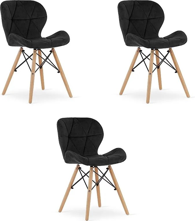 Krzesło Valora WAKO Velvet, nowoczesne, ergonomiczne, czarne x3