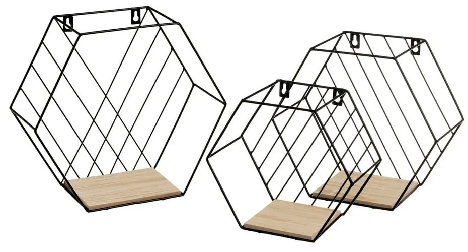 Czarno-naturalne półki zestaw 3 szt. 31 cm – Casa Selección