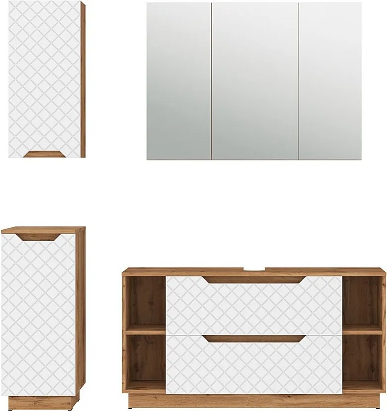 Zestaw mebli łazienkowych dąb/biały ze strukturą płytek 119.2x35x62.5 lotta
