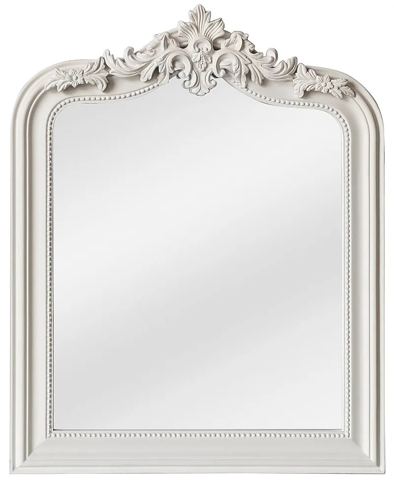 Lustro barokowe z drewnianymi listwami z drewna paulowni - dł. 80 x wys. 100 cm - Matowy biały - NOVARA