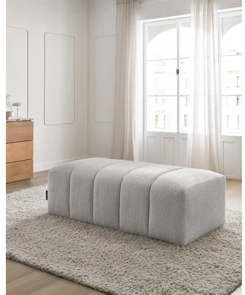 Jasnoszary podnóżek z materiału bouclé Annecy – Bobochic Paris