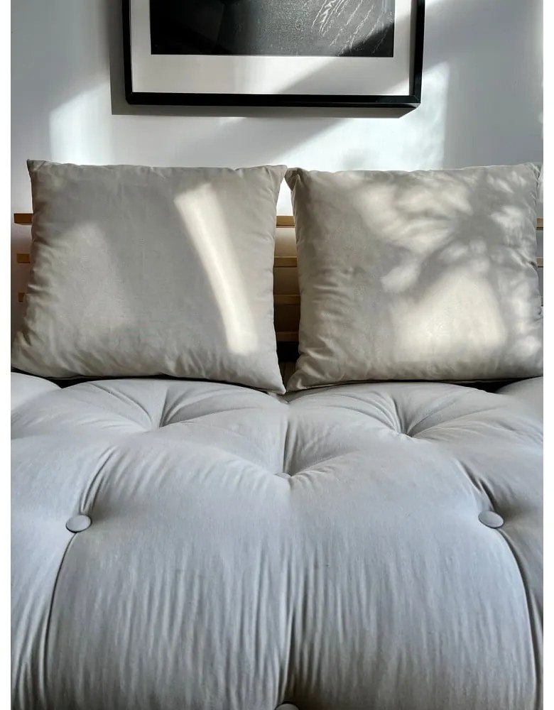 Sofa rozkładana z niebieskim obiciem Karup Design Shin Sano Natural/Petrol Blue