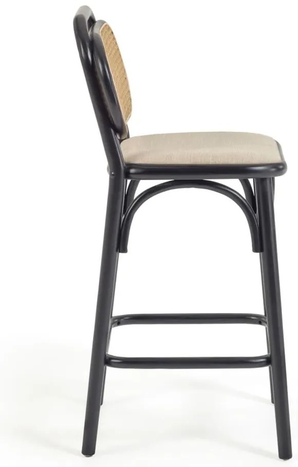 Czarny hoker z litego drewna wiązu (wysokość siedziska 65 cm) Doriane – Kave Home