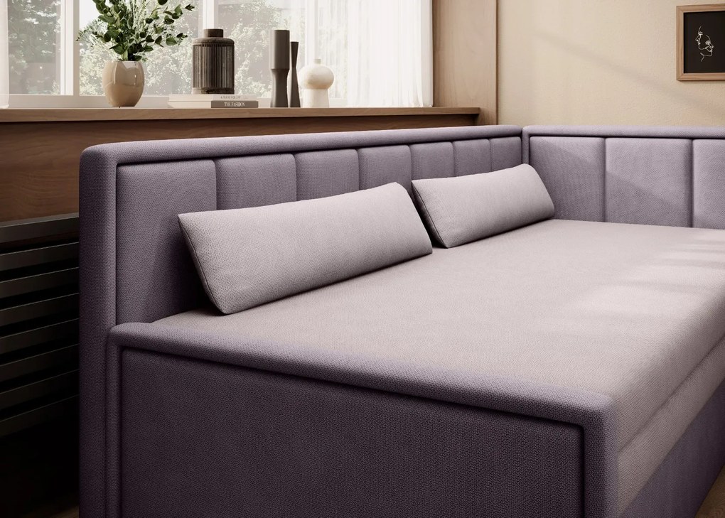 Sofa rozkładana z funkcją spania FULGEO fioletowa/różowa prawa ELTAP