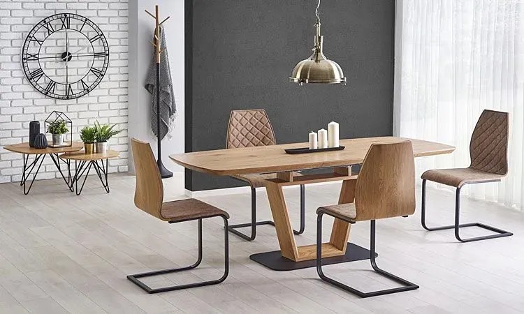 Brązowe industrialne krzesło metalowe na płozach F8-S56