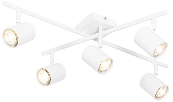 Nowoczesna lampa sufitowa biała 5-światłowa regulowana kwadratowa - Jeana Nowoczesny Oswietlenie wewnetrzne