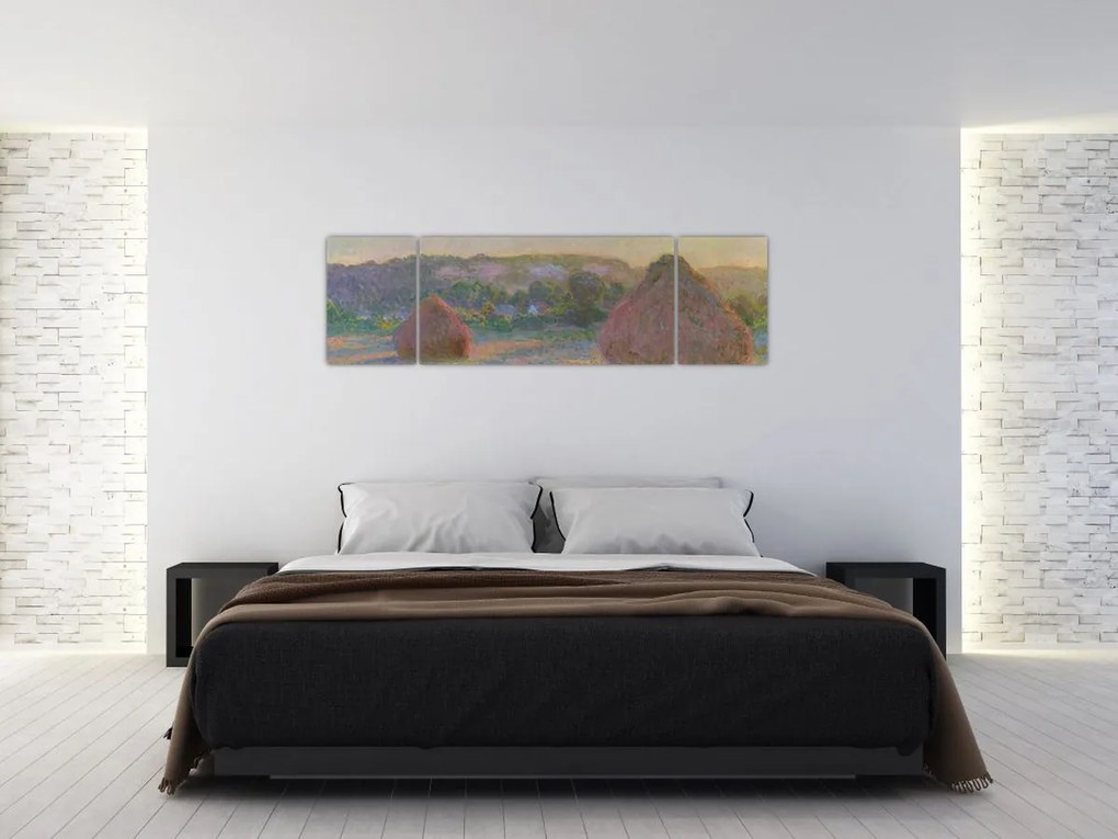 Obraz - Claude Monet, Stacks of Wheat (End of Summer) , reprodukcje (170x50 cm)