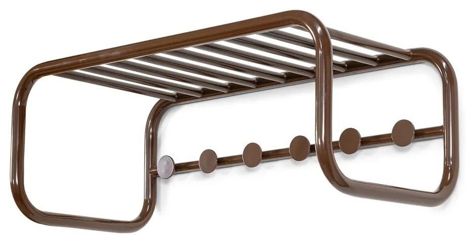 Ciemnobrązowy metalowy wieszak ścienny z półką 72 cm Retro – Spinder Design