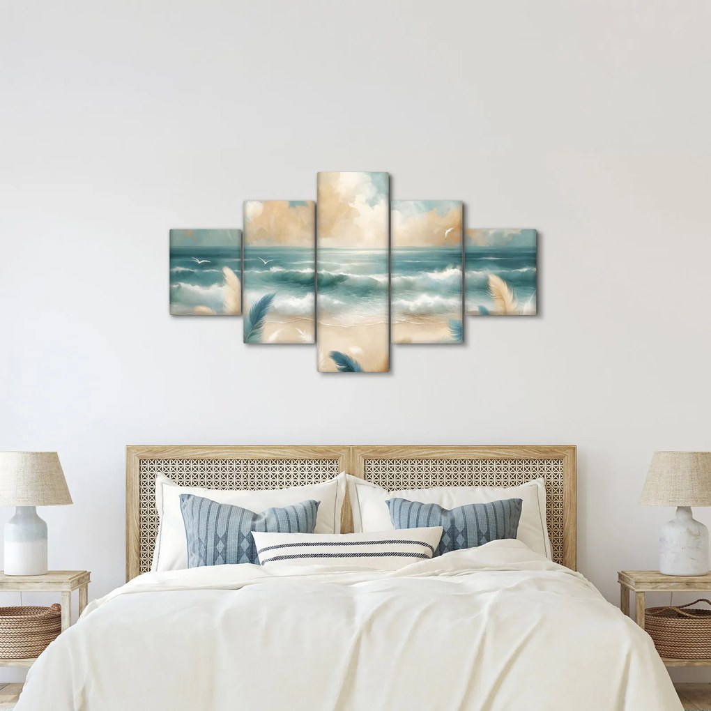 Obraz – Malowana plaża w delikatnych kolorach (125x70 cm)