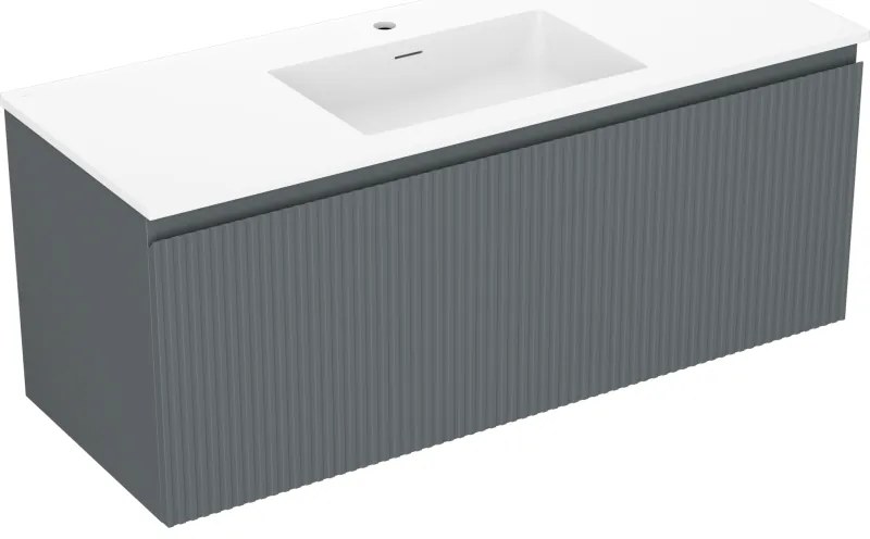 Mexen Rivel szafka łazienkowa 120 cm z umywalką Otis, 1 szuflada, ryflowana , grafit mat/biała mat - 91A20-12047-1-BF66-W18M0