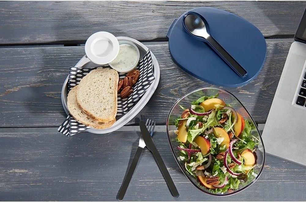 3-częściowy zestaw sztućców podróżnych w niebieskim etui Mepal Ellipse