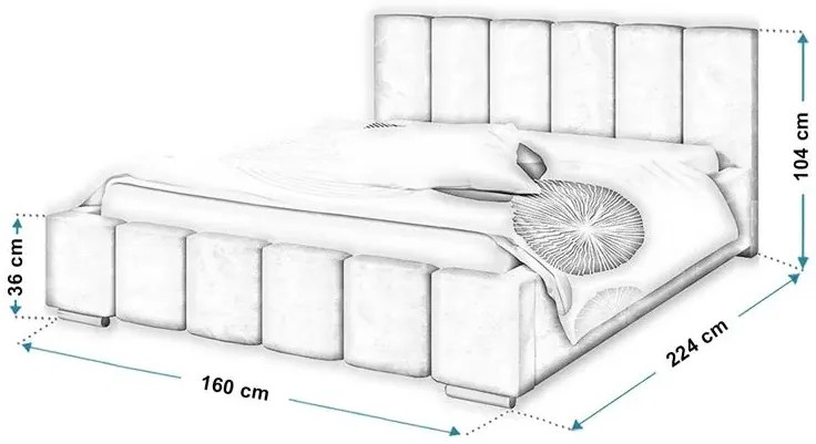 Tapicerowane łóżko 140x200 Galbano 2X Cortina 11W 45x12x4