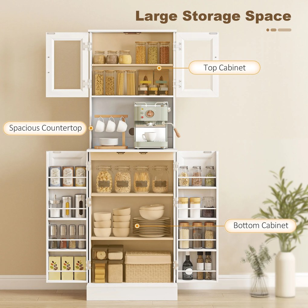 HOMCOM Biała szafka kuchenna z regulowaną półką drzwi akrylowe otwór na kable do kuchni i salonu | Aosom PL