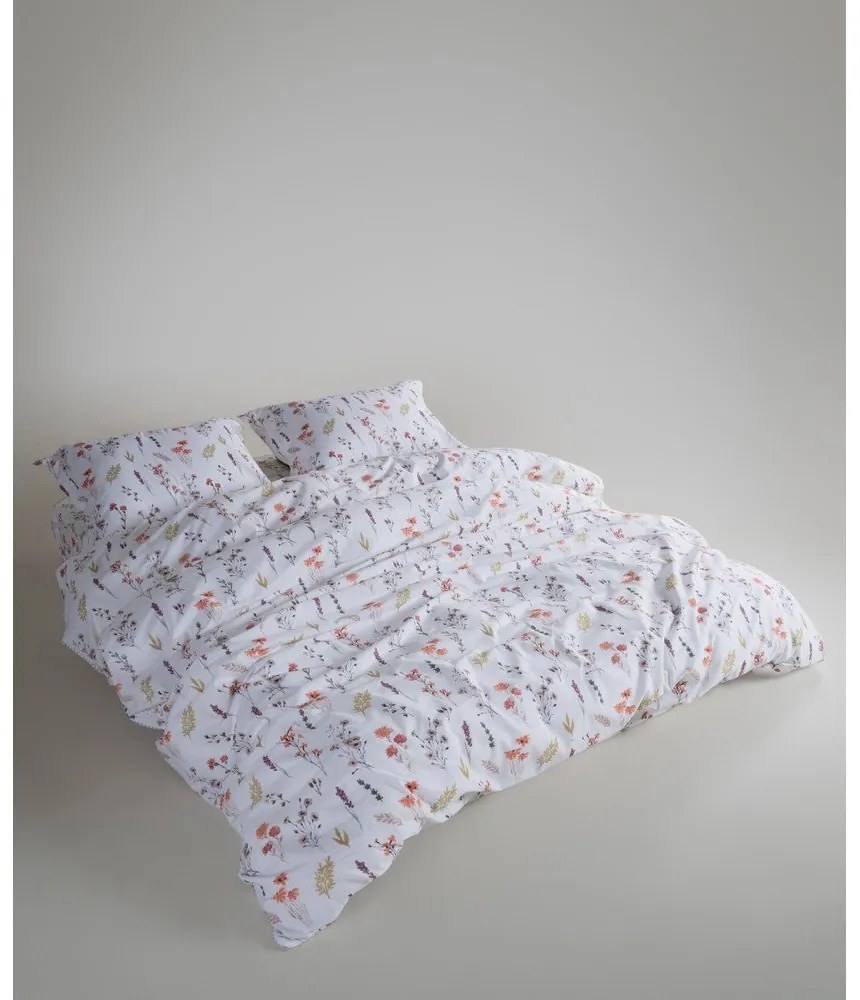Biała pościel jednoosobowa z bawełny renforcé 140x200 cm Floral Dance Autumn – Mila Home Luxury
