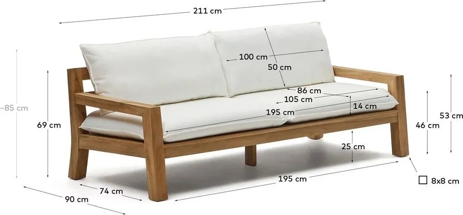 Biało-naturalna sofa ogrodowa z drewna tekowego Forcanera – Kave Home