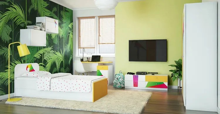 Biały komplet mebli dziecięcych z biurkiem T2-T45