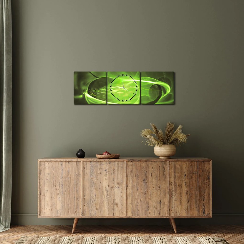 Nowoczesny abstrakcyjny obraz (z zegarem) (90x30 cm)
