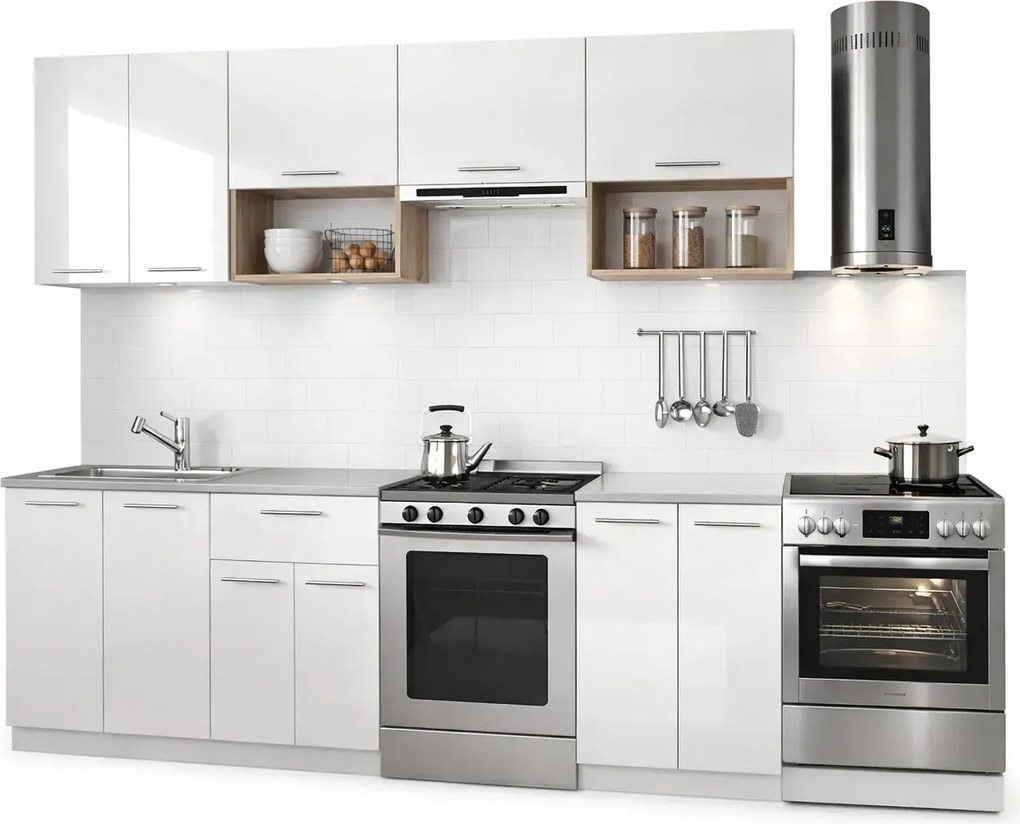 Zestaw mebli kuchennych - biały połysk + dąb sonoma 45x12x4 Z4-B65