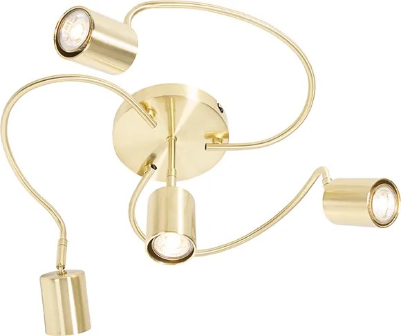 Nowoczesny plafon z reflektorami mosiężny regulowany 4-światła - Java